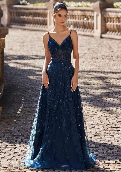 Mermaid Fitted V Neck Beading Leaf Lace Corset Sweep Train Slit Prom Dress